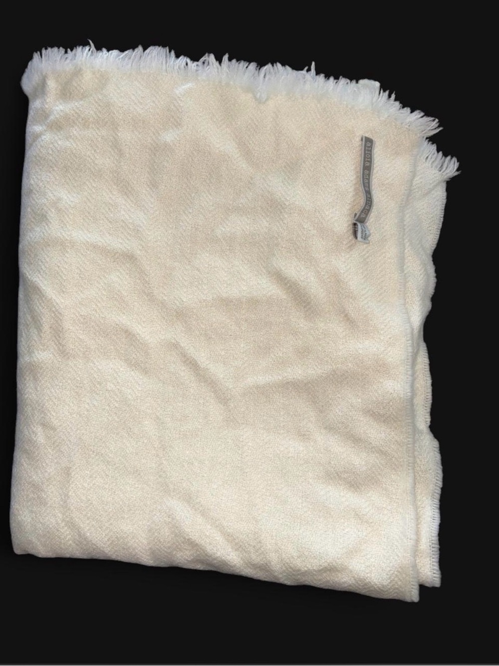 Alicia Adams Alpaca Scarf 100% Baby Alpaca Ivory Fringe